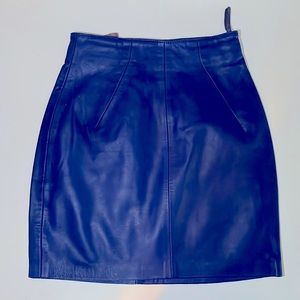 Michael Hoban Genuine Blue Leather Skirt